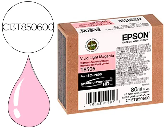 Epson Cartucho de Tinta Magenta Claro Vivo C13T85060N 80 ml Epson Cartucho de Tinta Magenta Claro Vivo C13T85060N 80 ml