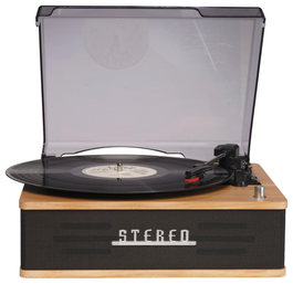 Denver VPB-262LW Tocadiscos con Bluetooth y Altavoces Integrados, Negro y Madera