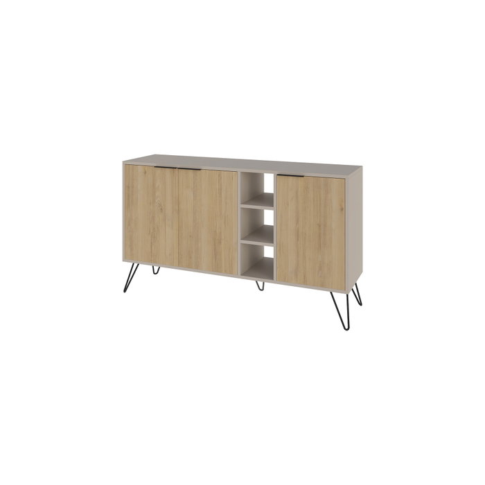 Hanah Home Consola Sandstone, Oak - Tablero Melamina, Patas Metal, Ancho 142cm Alto 83cm Prof 35.6cm - Elegante y Funcional Hanah Home Consola Sandstone, Oak - Tablero Melamina, Patas Metal, Ancho 142cm Alto 83cm Prof 35.6cm - Elegante y Funcional