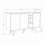 Hanah Home Consola Sandstone, Oak - Tablero Melamina, Patas Metal, Ancho 142cm Alto 83cm Prof 35.6cm - Elegante y Funcional