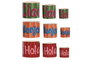 DKD Home Decor Set de 3 Maceteros de Cerámica Multicolor Hola Ciao Bonjour