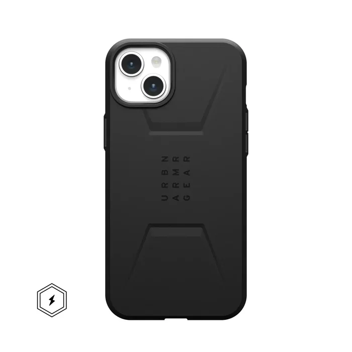 Urban Armor Gear Funda Rugged Case Civilian Series para Apple iPhone 15 Plus 6.7 Pulgadas Negro | Resistente a Impactos y Golpes | Carga Inalámbrica