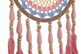 DKD Home Decor Atrapasueños Boho 4 Unidades 22 x 65 x 1 cm Coral Verde Menta Crochet Algodón Poliéster Multicolor