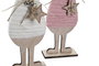 DKD Home Decor Adorno Navidad Tradicional Madera LED Blanco Rosa Dorado 14 x 5 x 33 cm (6 Unidades)