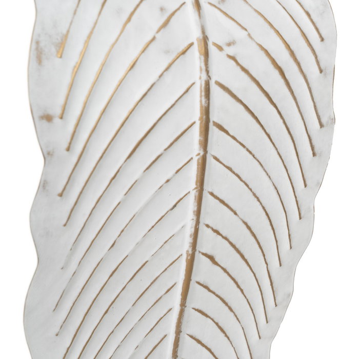 Portavelas Hoja Blanco Metal Decoración 20 X 19 X 92 cm