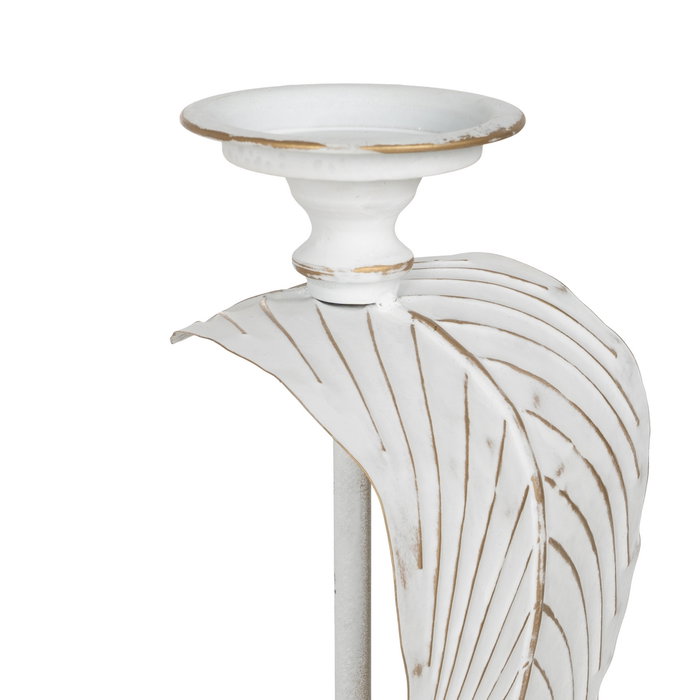Portavelas Hoja Blanco Metal Decoración 20 X 19 X 92 cm