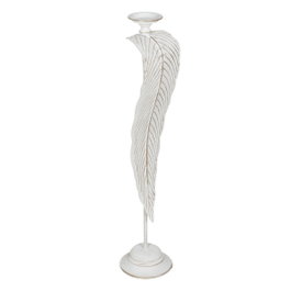 Ixia Portavelas Hoja Blanco Metal Decoración 20 x 19 x 92 cm