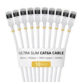 StarTech.com Cable de Red Cat6a U/FTP Blanco 0,3 m (Paquete de 10)