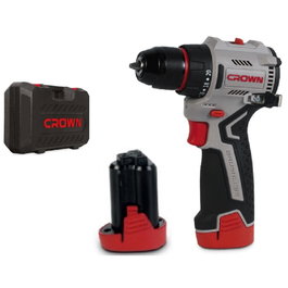 CROWN Atornillador Compact 2X12V-2Ah Sin Escobillas con Maletín y Cargador USB
