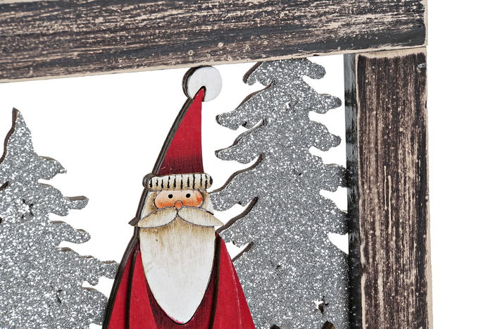 DKD Home Decor Cuadro Papa Noel Navidad Tradicional Madera Cuerda Blanco Rojo 36 x 20 x 1.5 cm (2 Unidades)
