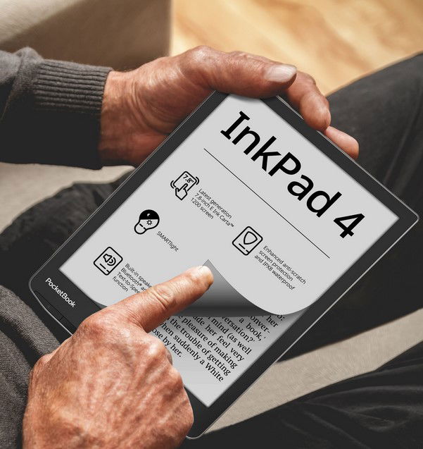 PocketBook InkPad 4 7.8" 32 GB E-reader - Pantalla E Ink Carta 1200, Luz SMARTlight Ajustable, Resistente al Agua IPX8, Compatible con Audiolibros y Text-to-Speech