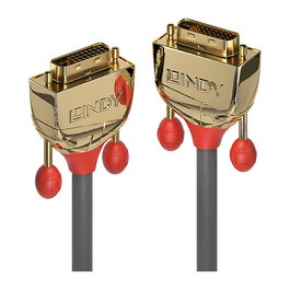 LINDY Cable DVI-D Dual Link Gold Line 0.5 m 28 AWG Chapado en Oro Gris - Referencia 36200