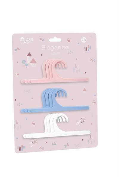 Muñecas Arias Set 12 Perchas Plástico Rosa Azul Blanca