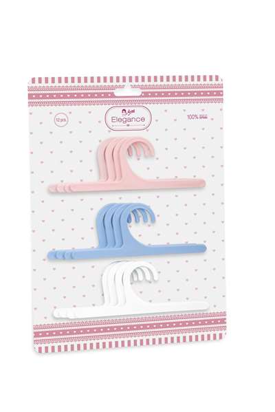 Muñecas Arias Set 12 Perchas Plástico Rosa Azul Blanca