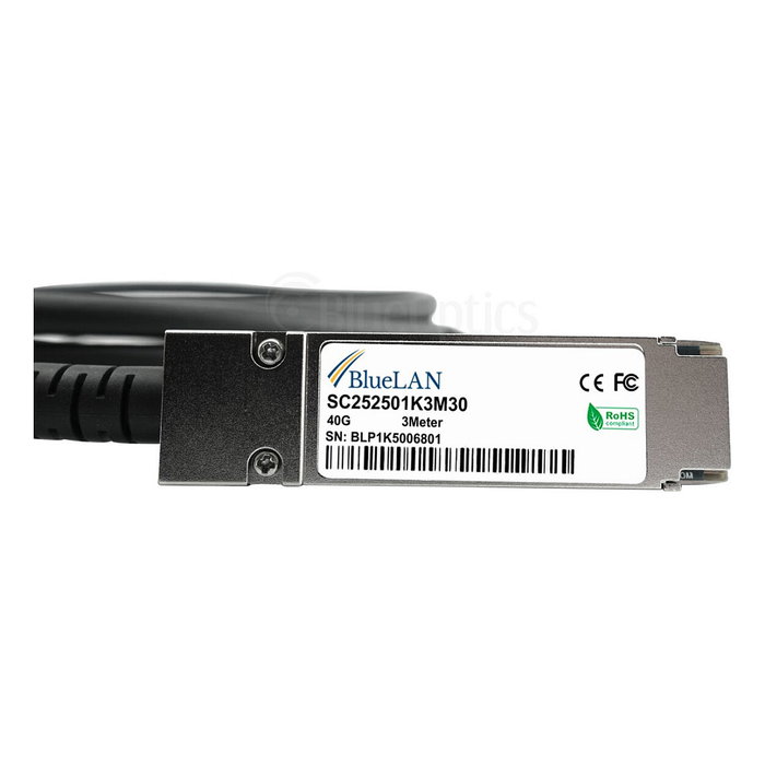 BlueOptics QSFP-40G-CU3M Cable DAC 40G QSFP a QSFP 3 metros Compatible BlueLAN