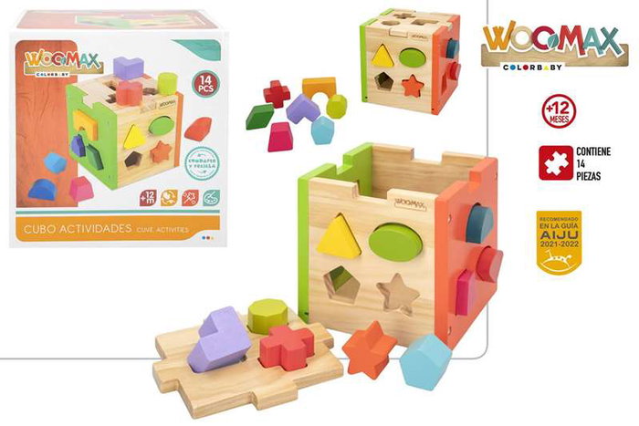 WOOMAX Cubo de actividades de madera con 14 piezas WOOMAX Cubo de actividades de madera con 14 piezas