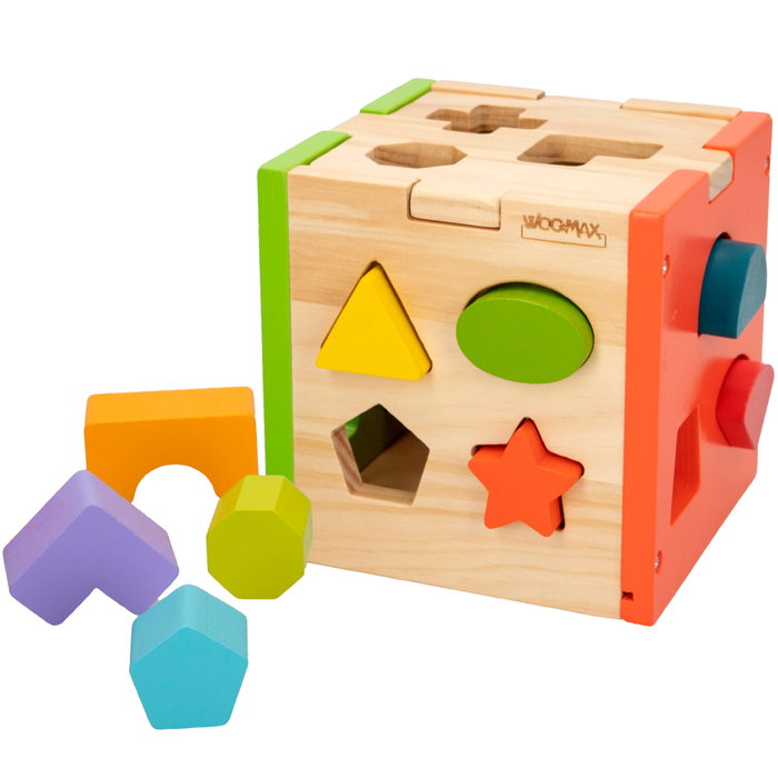 WOOMAX Cubo de actividades de madera con 14 piezas WOOMAX Cubo de actividades de madera con 14 piezas