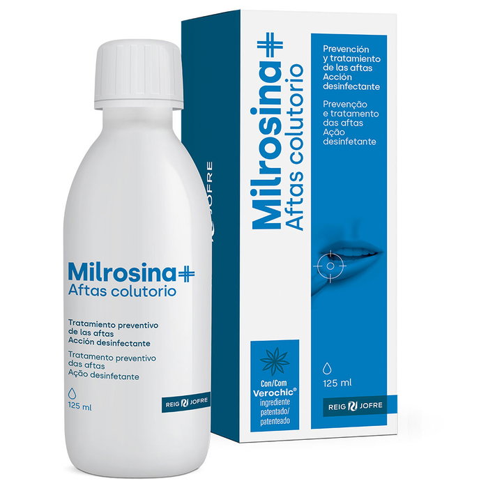 Milrosina Aftas Colutorio 125 ml para Aftas, Gingivitis y Protección Oral, Alivio y Cicatrización