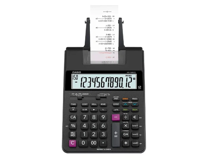 Casio HR-150RCE Calculadora de Oficina con Impresora de 12 Dígitos, Funciones de Margen e Impuestos, Tinta Roja y Negra Casio HR-150RCE Calculadora de Oficina con Impresora de 12 Dígitos, Funciones de Margen e Impuestos, Tinta Roja y Negra