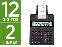 Casio HR-150RCE Calculadora de Oficina con Impresora de 12 Dígitos, Funciones de Margen e Impuestos, Tinta Roja y Negra