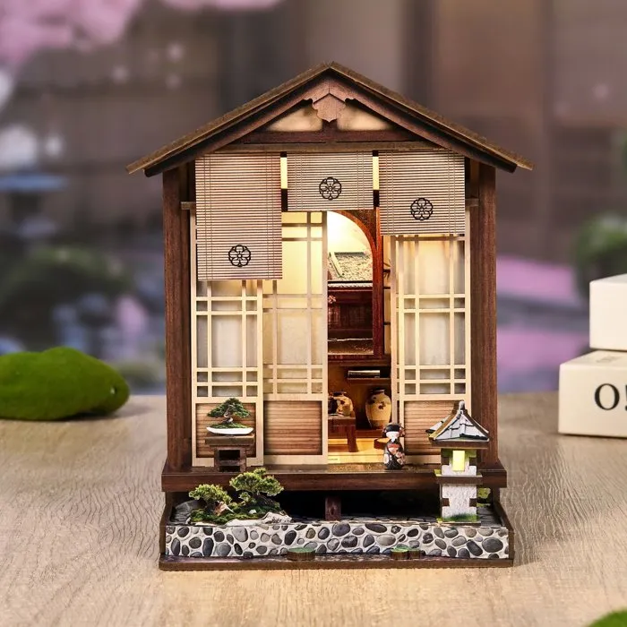 Nookland Book Nook - Kit de bricolaje DIY para construir un sujetalibros escena 3D, Zen House, modelo de madera, 12.5 x 12 x 17 cm