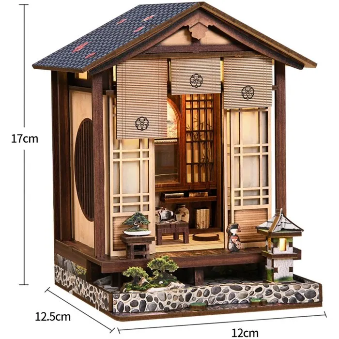 Nookland Book Nook - Kit de bricolaje DIY para construir un sujetalibros escena 3D, Zen House, modelo de madera, 12.5 x 12 x 17 cm