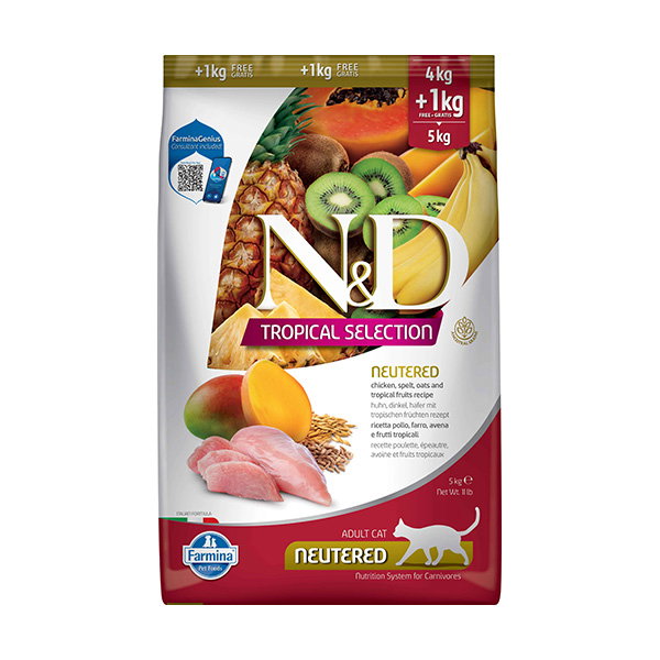 Farmina N&D Tropical Selection Gatos Adultos Castrados Pollo 4+1kg Farmina N&D Tropical Selection Gatos Adultos Castrados Pollo 4+1kg