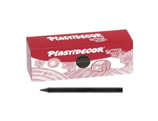 Plastidecor Lápices de cera unicolor negro, caja de 25 unidades