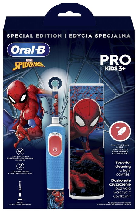 Oral-B Pro Kids Spiderman Cepillo de dientes eléctrico con Estuche de Viaje