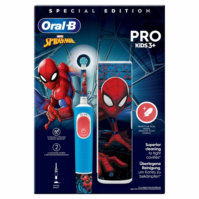 Oral-B Pro Kids Spiderman Cepillo de dientes eléctrico con Estuche de Viaje