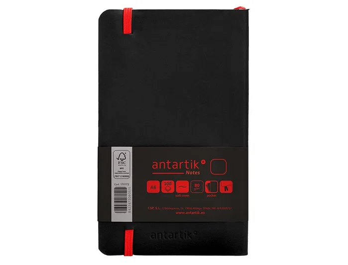 Antartik Cuaderno A6 Tapa Blanda Hojas Lisas Negro y Rojo 100 Hojas 80 gr FSC