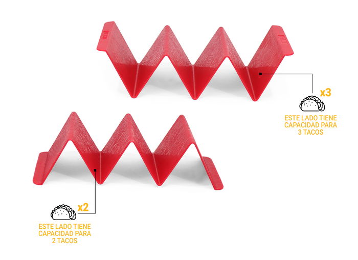 My Bar Soporte para 3 Tacos de Plástico 19.8 cm x 9.8 cm x 5.2 cm (48 Unidades)