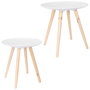 Home Deco Factory Juego de 2 Mesas Nido Mirage con Relieve Blancas MDF Pino 49.5 cm