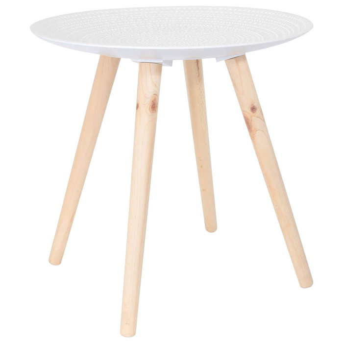 Home Deco Factory Juego de 2 Mesas Nido Mirage con Relieve Blancas MDF Pino 49.5 cm