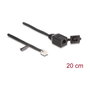 DeLOCK Cable Adaptador RJ12 Macho a Hembra con Tapa Protectora - 20 cm (0.2 m) Negro, Cable Plano 26 AWG PVC