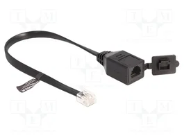 DeLOCK Cable RJ12 macho a RJ12 hembra con tapa protectora 20 cm negro