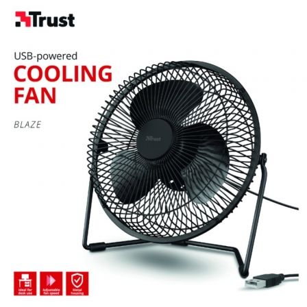Mini Ventilador USB Trust Blaze USB-Powered Cooling Fan/ Negro