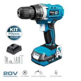 Koma Tools Kit Taladro Atornillador 20V con 70 Accesorios