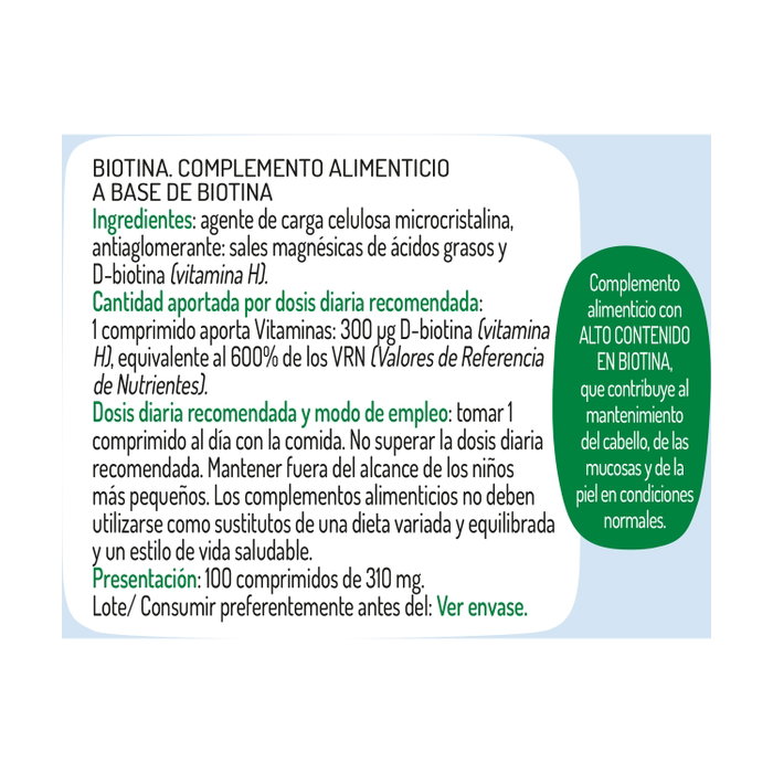 El Granero Integral Biotin (Vitamina H) 100 comprimidos