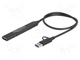 DeLOCK 64272 Hub USB 4 Puertos (3x USB-C + 1x USB-A) Negro