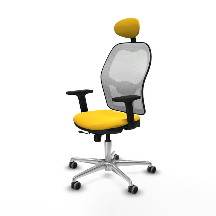 PIQUERAS Y CRESPO Silla de oficina Jorquera con mecanismo Sincro/Traslack, Amarillo y Blanco PIQUERAS Y CRESPO Silla de oficina Jorquera con mecanismo Sincro/Traslack, Amarillo y Blanco
