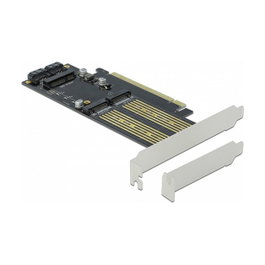 DeLOCK Tarjeta PCIe x16 a M.2 Key B + M.2 NVMe Key M + mSATA, Factor de Forma Low Profile, PCIe 4.0, Compatible con Windows 10/8.1