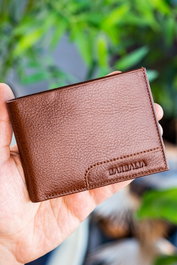 Zoozie Bags Cartera de Piel Auténtica para Hombre, Color Tostado, Elegante y Duradera, Ideal para Regalo
