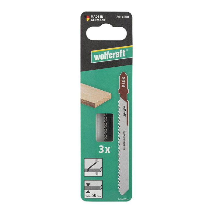 Wolfcraft Hojas de sierra de calar HCS vástago en T corte fino 50 mm