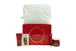 Clarins Super Restorative Gift Set 50ml Day Cream All Skintypes + 15ml Night Cream All Skintypes + 7ml Total Eye Serum + Pouch