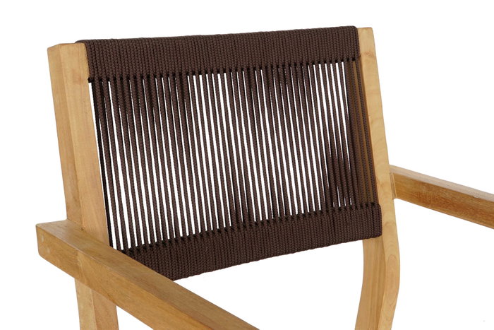 DKD Home Decor Set de 5 Mesas Terraza y Jardín Marrón Teca y Cuerda 90 x 75 x 90 cm