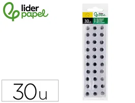 Liderpapel Ojo adhesivo 12 mm blanco con pupila negra pack de 30 unidades