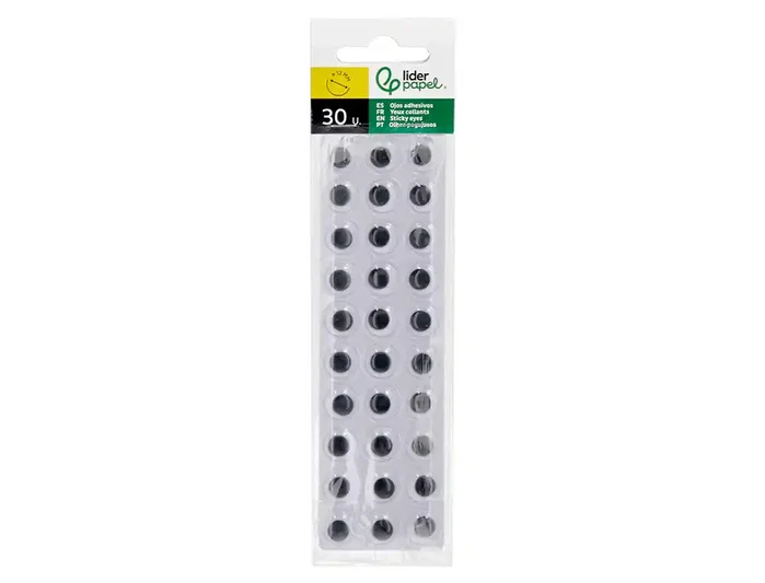 Liderpapel Ojo adhesivo 12 mm blanco con pupila negra pack de 30 unidades Liderpapel Ojo adhesivo 12 mm blanco con pupila negra pack de 30 unidades