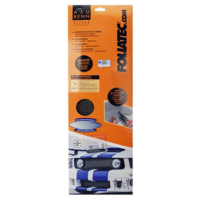 Foliatec FO34727 Rejilla De Aluminio Malla Media Negra 1 Pieza 20x120 cm para Parrilla Delantera o Personalización