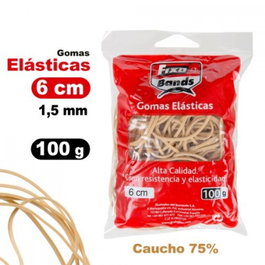 FIXO Bolsa de gomas elásticas Nº6 de 1,5mm x 6cm, 100g